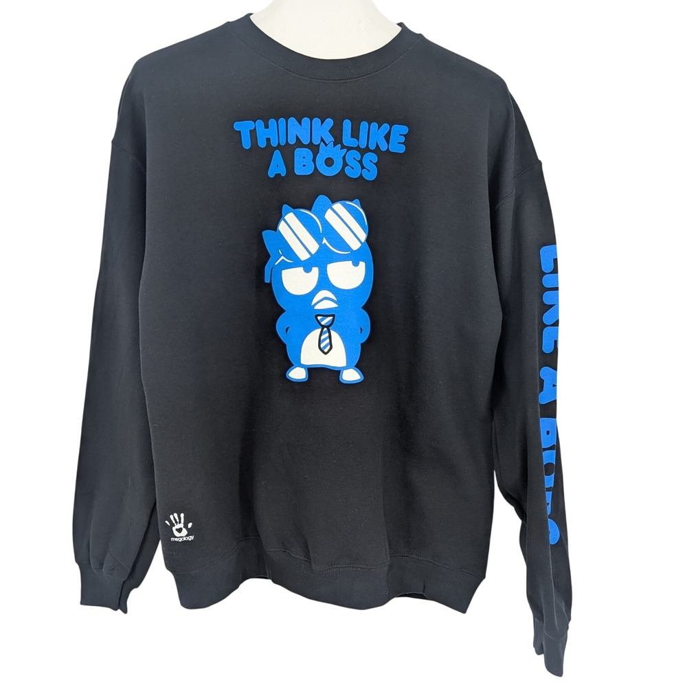 Sanrio Badtz Maru Graphic Pullover Sweatshirt Crewneck Think Like A Boss Large